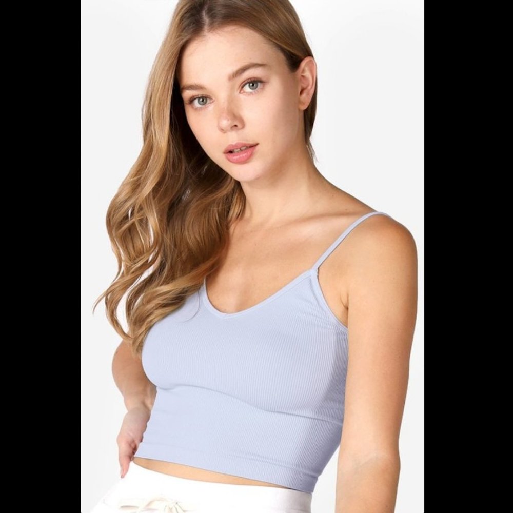 New Light Blue  Super Comfortable Relaxed Fit Ribbed Crop Top